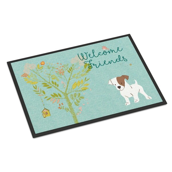 Carolines Treasures Welcome Friends Jack Russell Terrier Puppy Indoor or Outdoor Mat, 18 x 27 in. BB7637MAT - main